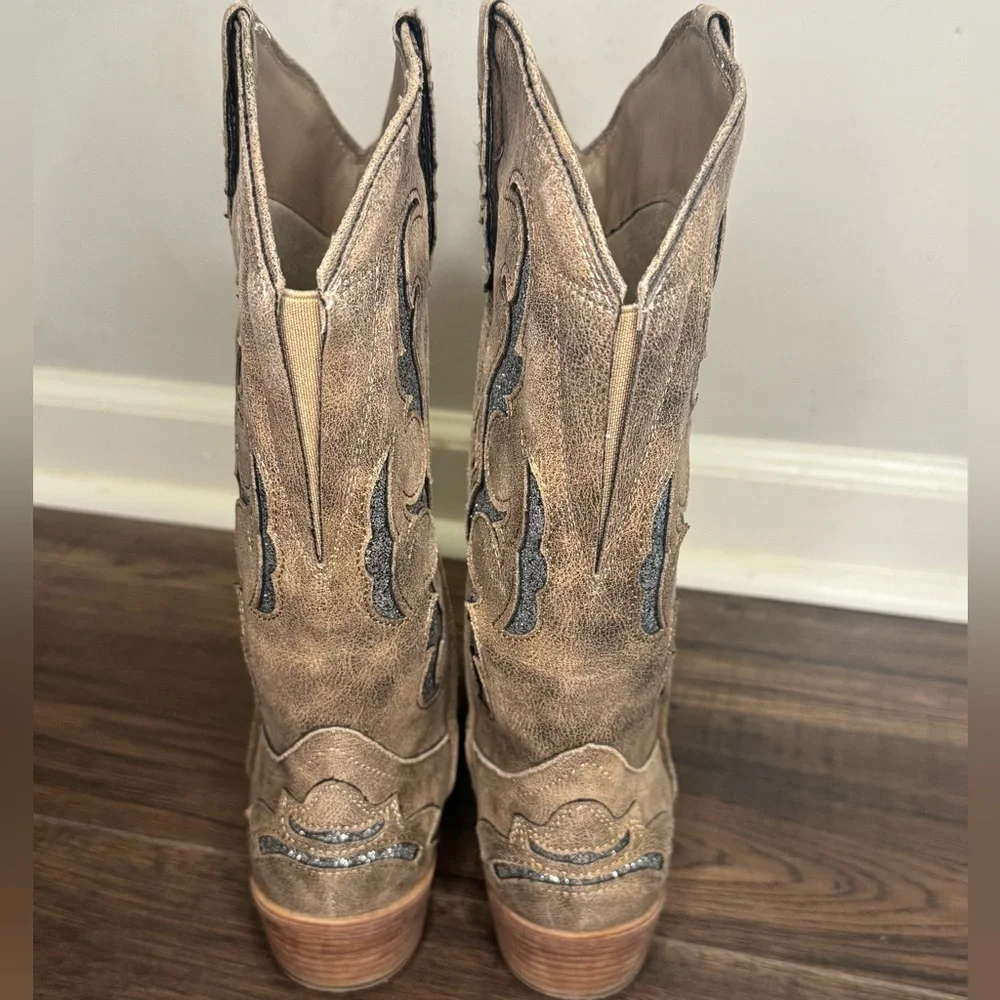 Pierre Dumas brown boots with glitter embellishments size 7 - Picture 3 of 6